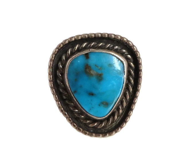 Navajo Sterling - Vintage Navajo Turquoise Sterling Silver Ring, Size 5.5