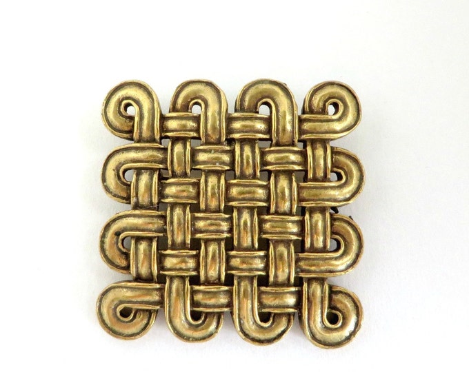 Vintage Celtic Knot Brooch Pendant, Signed MMA Metropolitan Museum of Art, Gold Toned Pin-Pendant, FREE SHIPPING
