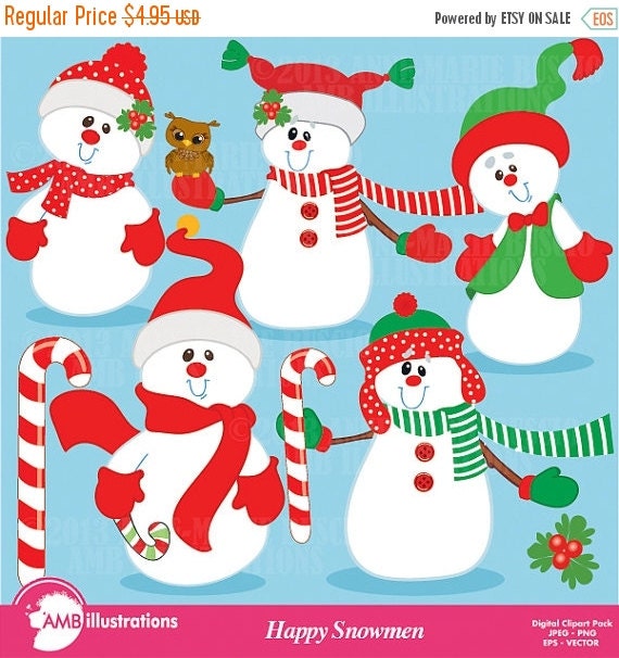 80%OFF Christmas snowmen clipart snowman by AMBillustrations