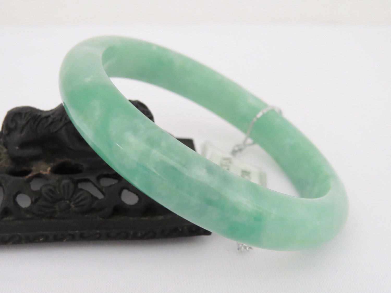 SALE Vintage Natural Green Jade Jadeite Bangle Bracelet 63MM