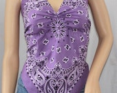 Items similar to Bandana Halter Top, Biker Top, Blouse, Summer Wear