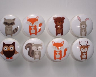 Woodland Animal Dresser Drawer Knobs Set of 8