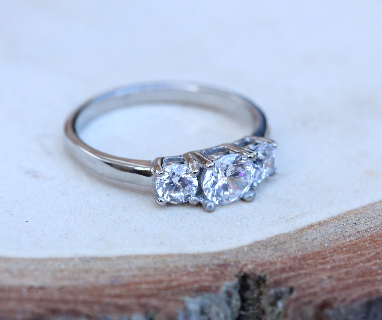 lab diamond 3 stone Trilogy ring available in by TheAladdinsCave