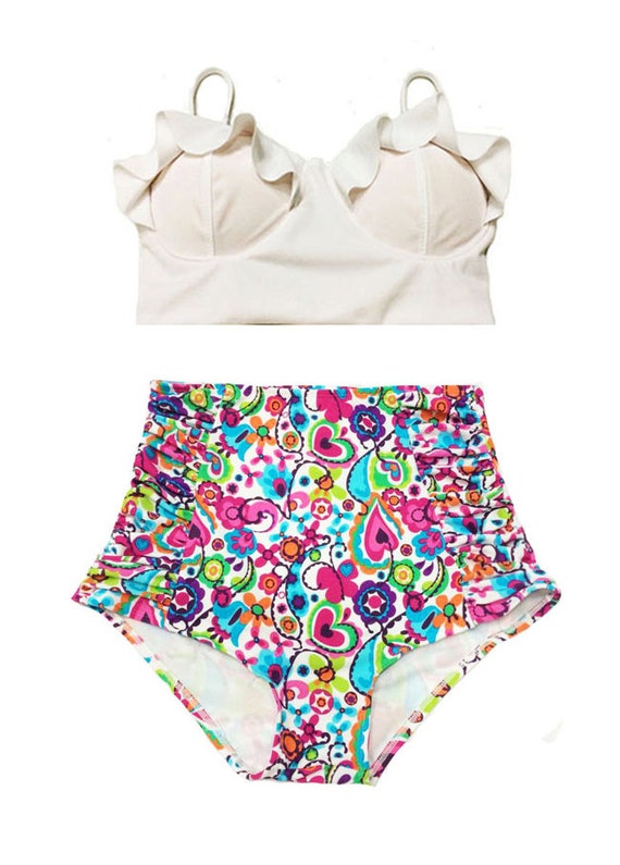 White Tops Top and Vivid Colors Ruched High waist waisted