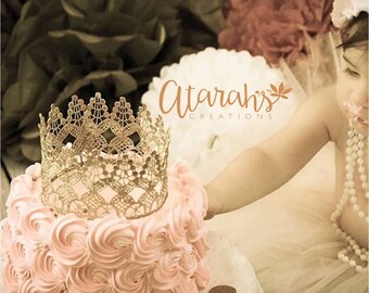 Gold crown Cake topper / Crown Cake Topper / Cake Topper Photo Prop / cake smash crown / MADE IN USA.