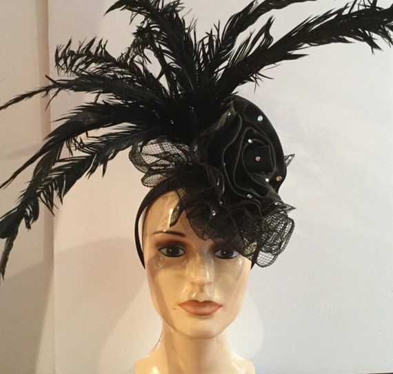 Items similar to Black Fascinator on Etsy