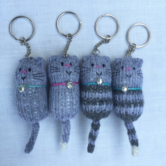 Hand Knitted Fat Cat Keyring by Eggandspoonstudio on Etsy