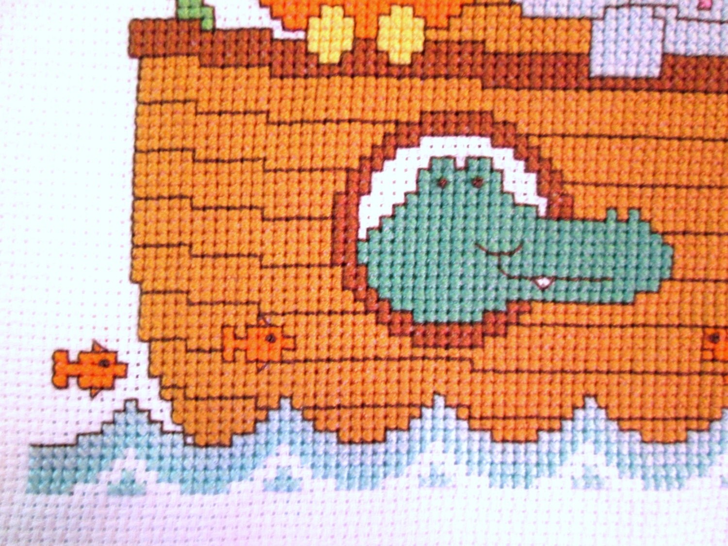 Noahs Ark cross stitch PDF pattern birth announcement