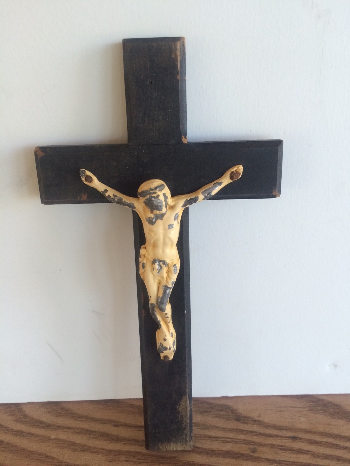 Antique Cross Jesus Christ Wooden Religious Wall Hanging