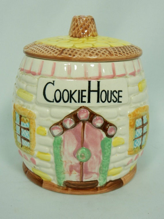 Vintage Cookie House Ceramic Cookie Jar Pottery ESD Japan Hand