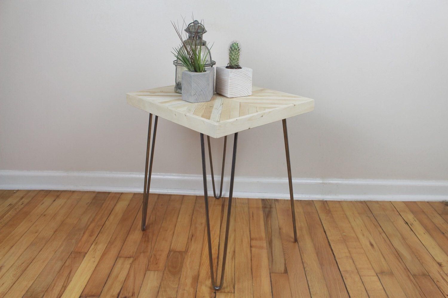 Reclaimed Rustic Hairpin Side Table