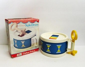 Fisher Price Musical Xylo Drum Toy With Original Box 1976 Music and Sound Toddler Toy or Room Decor
