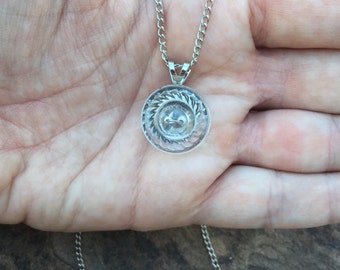 Vintage Glass Button Pendant Necklace