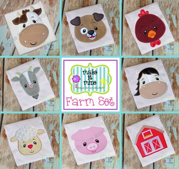 Applique Farm Animal Set Machine Applique Design
