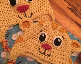Daniel Tiger Crochet Hat Costume Winter Ear Flap