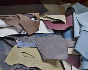 Leather Scraps Oil tanned Boot 1 pound 3-5 oz Cow project Remnants 10919