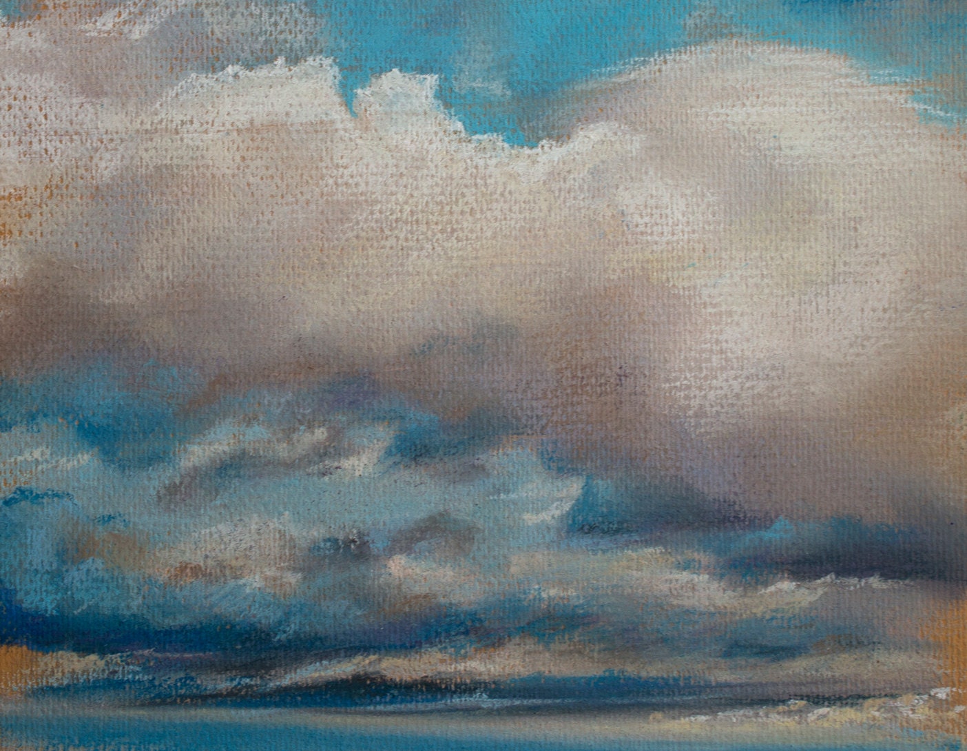 Clouds Painting ORIGINAL Soft Pastel Painting Sky Blue