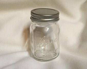Mason Jar "Love", miniature jar, small jars, mason jars, love, jar decor, wedding, anniversary