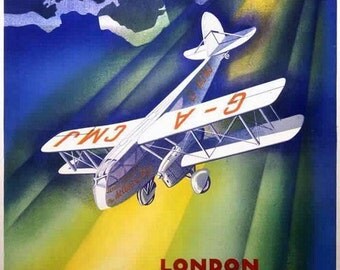 1920's Jersey Channel Islands Airways Flights to London Poster A3/A2 Print