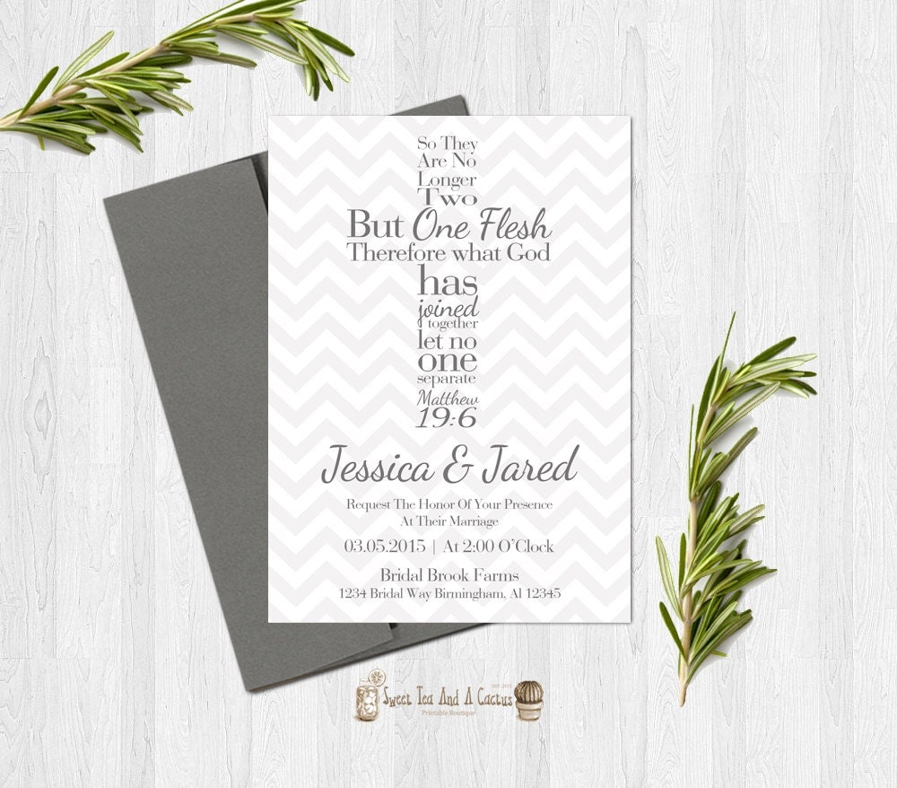 Bible Verse Cross Wedding Invitation Christian Matthew 19 6