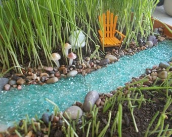 Bubbling River or River with Pond Miniature Garden Fairy Garden Faerie Garden Fairy River Gnome