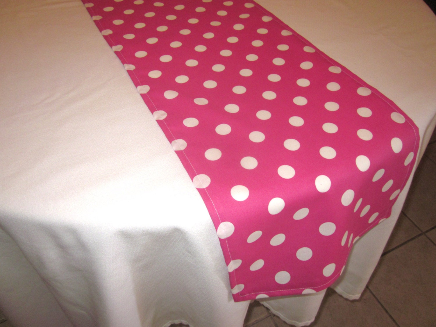 Hot Pink Polka Dot Table Runner Birthday party Wedding