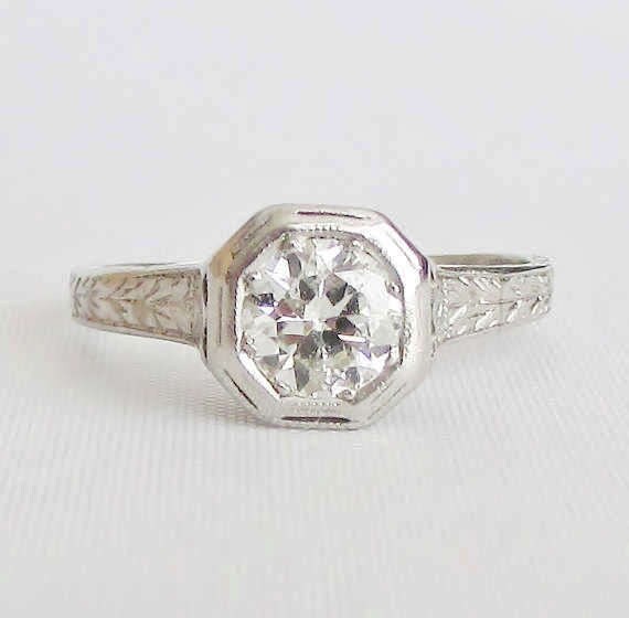 PLATINUM Antique .67 Carat Diamond Ring Gorgeous GIA