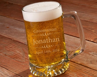 Groomsmen 25 oz Beer Mug - Personalized Beer Mug - Groomsmen Beer Mug Gift - Groomsmen Mug - GC1254