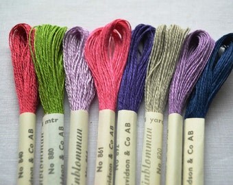 3 skeins of vintage linen Linblomman embroidery thread, now 4 colours to choose from