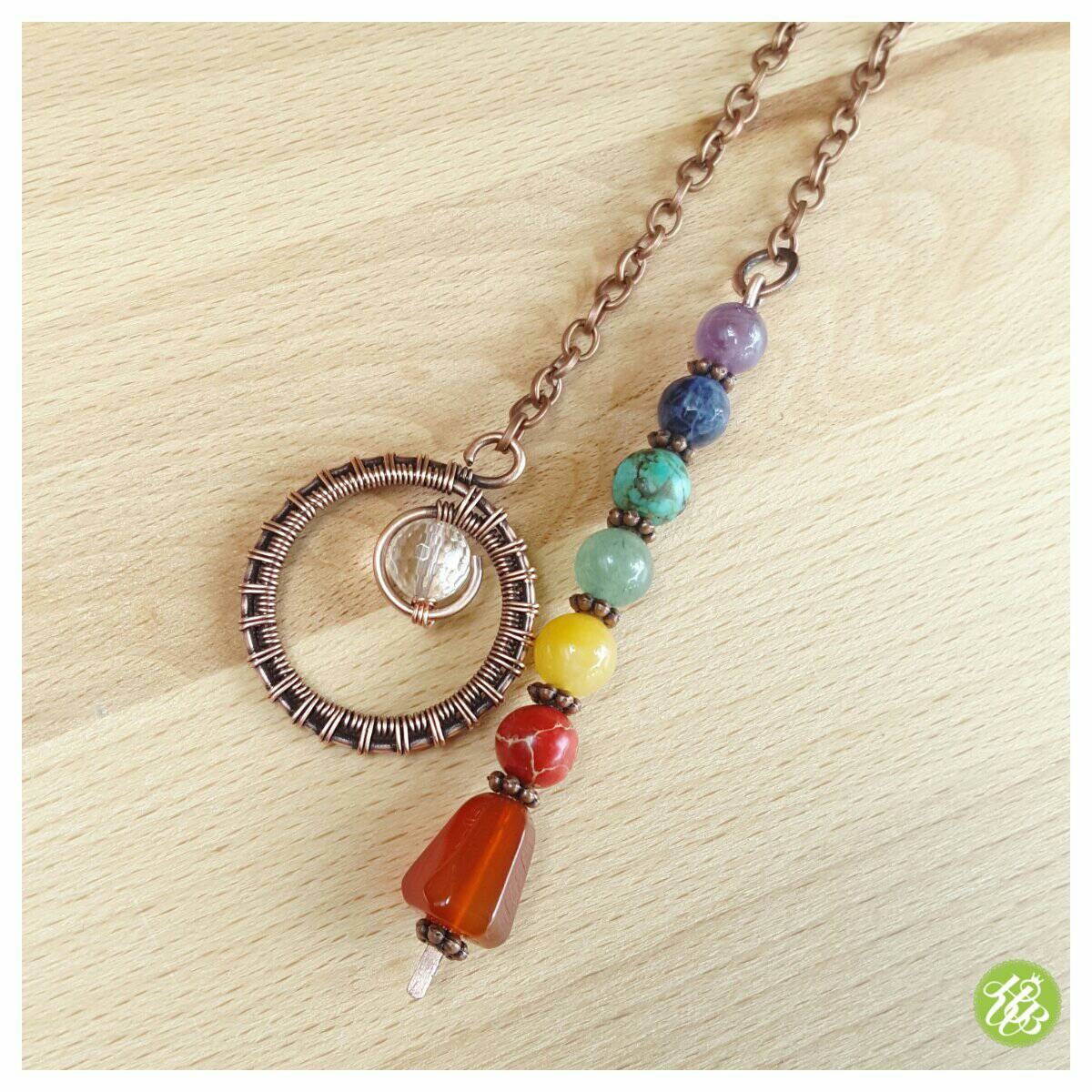 Healing chakra pendulum necklace wire wrapped chakra
