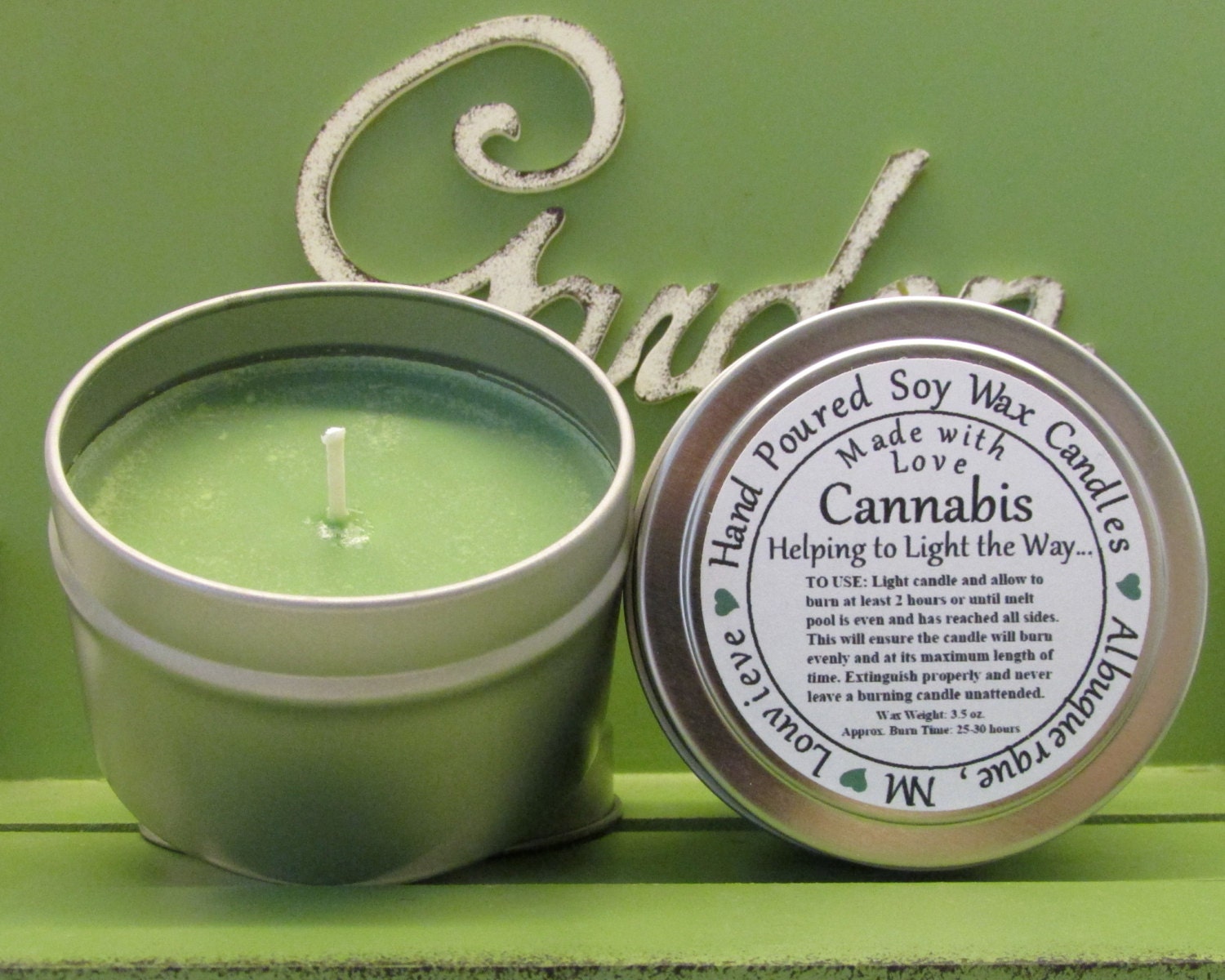 Cannabis Soy Candle Hemp 420 Weed Pot Mary Jane by Louvieve