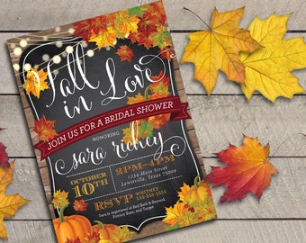 Printable or Printed Fall in Love Bridal Shower Invitation