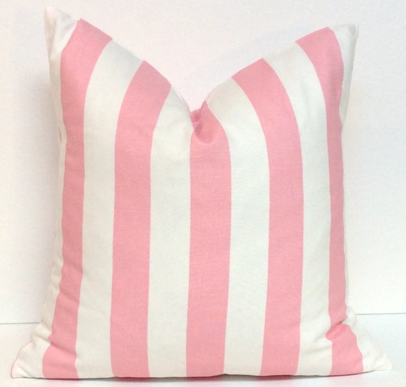Pink and White Striped Pillow Cover Decorative Pillow