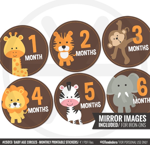 safari baby monthly stickers printable month by eltendedero