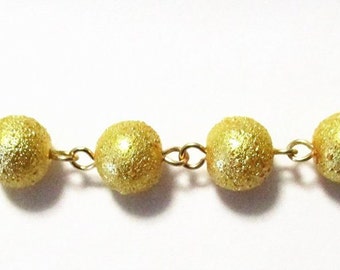 RTS Textured Gold Glass Pearl Sweater Handmade 10mm Glass Pearl Chain