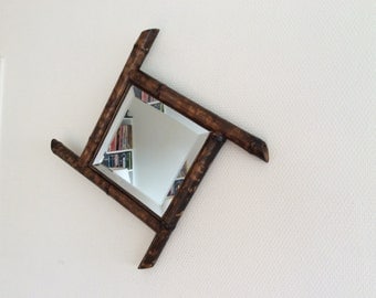 Antique mid century French mirror / bambou