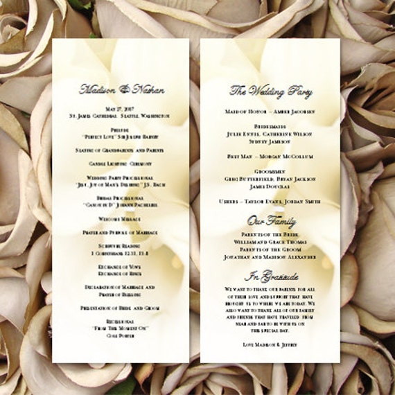 Free Calla Wedding Program Templates Wedding Program Template Calla Lily Tea Length Free Calla Wedding Program Templates Wedding Program Template Calla Lily Tea Length