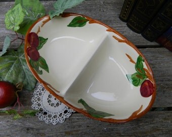 Vintage Franciscan Apple Oval Divided Dish - Divided Serving Bowl