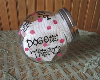 FREE SHIPPING!! Doggie Treats Jar. Will Personalize.Christmas Gift.Paw Prints,Hand Painted. Puppy Only ships within the United States
