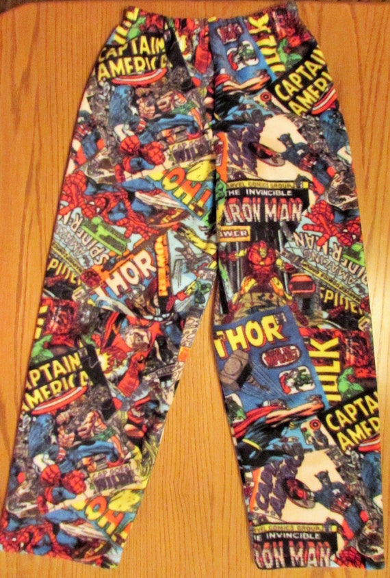 Marvel Comics fleece pajamas / fleece pants / father and son / his and hers / mens marvel comic/ boys marvel comic/ sizes 1/2T to XL men