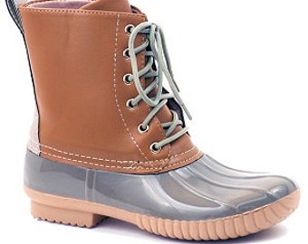 Monogrammed Grey Duck Boots
