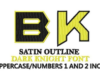 Satin Batman dark knight Embroidery design Font, Monogram 1.0 and 2.0 INCH