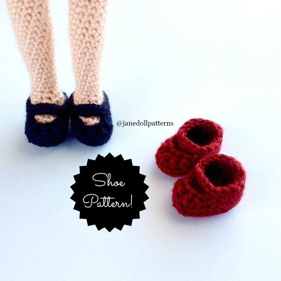 Crochet Doll Shoe Pattern Crochet Mary Jane by JaneDollPatterns