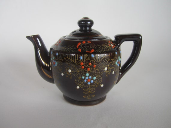 1930s art deco pottery tea pot hand painted made in Japan