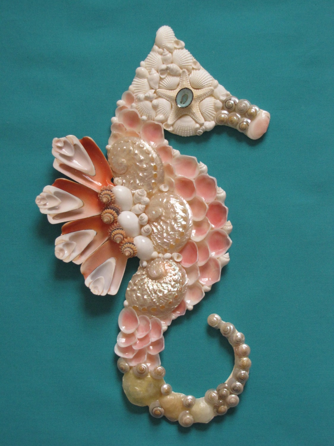 Seahorse Wall Decor Seahorse Shell Art Beach Decor Coastal