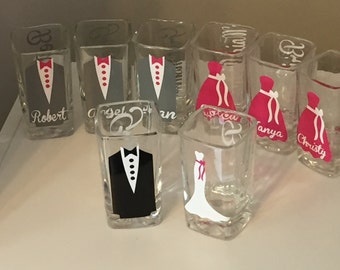 Wedding Glasses, Personalized shot glasses,Bridesmaid Shot Glasses,wedding shot glasses,groomsmen shot glasses,personalized shot glasses,