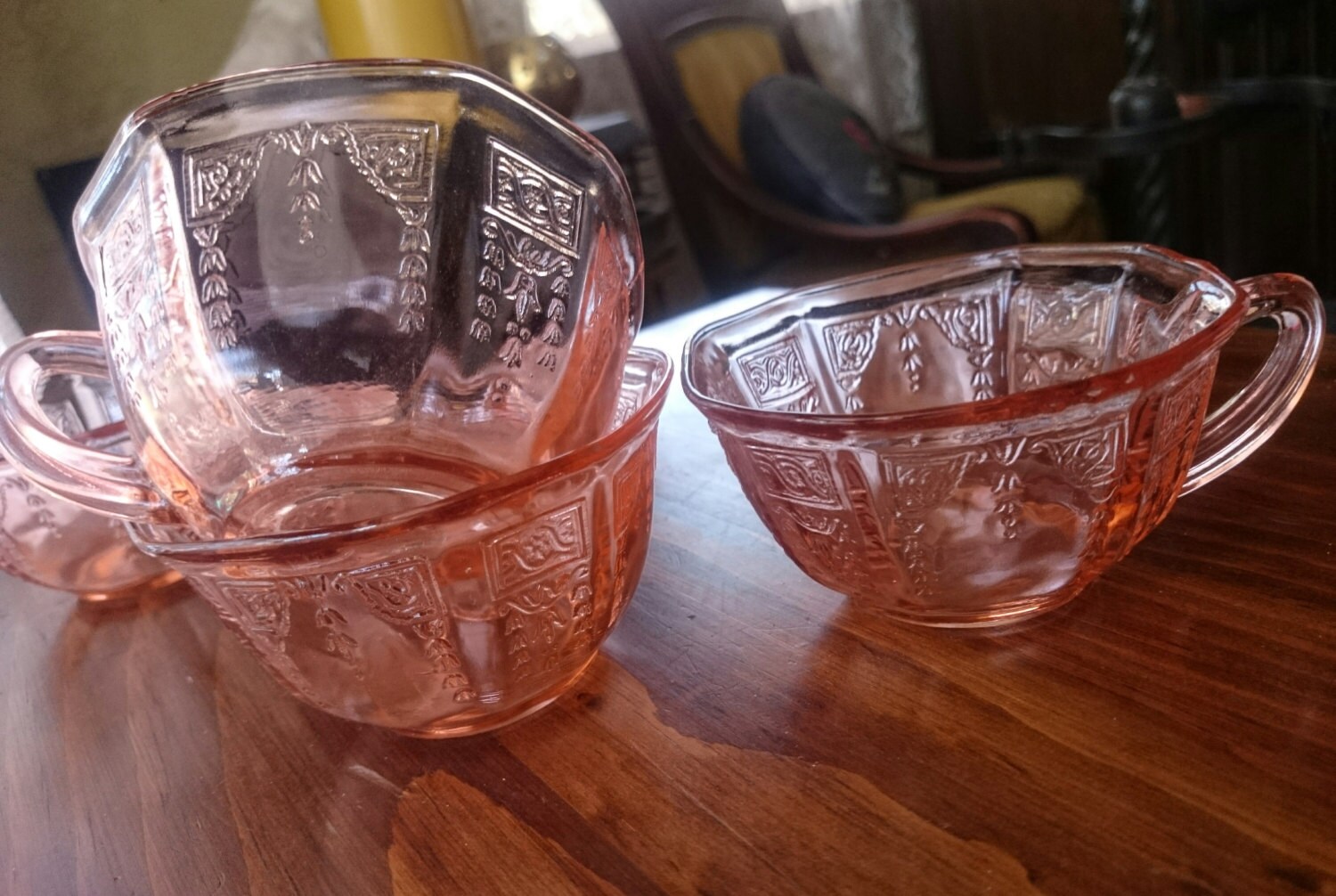 Antique Pink Depression Glass Tea Cups By Stinkytinkystreasure 0223