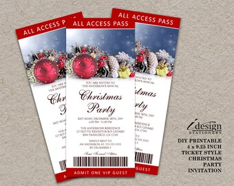 Holiday Party Ticket Invitations Printable Christmas Party