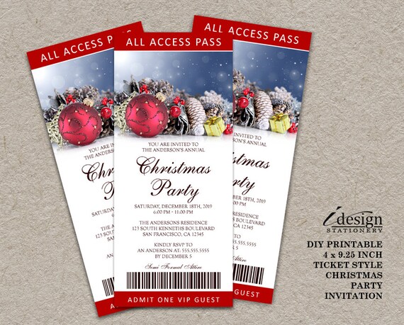 printable christmas party ticket invitations ticket style printable christmas party ticket invitations ticket style