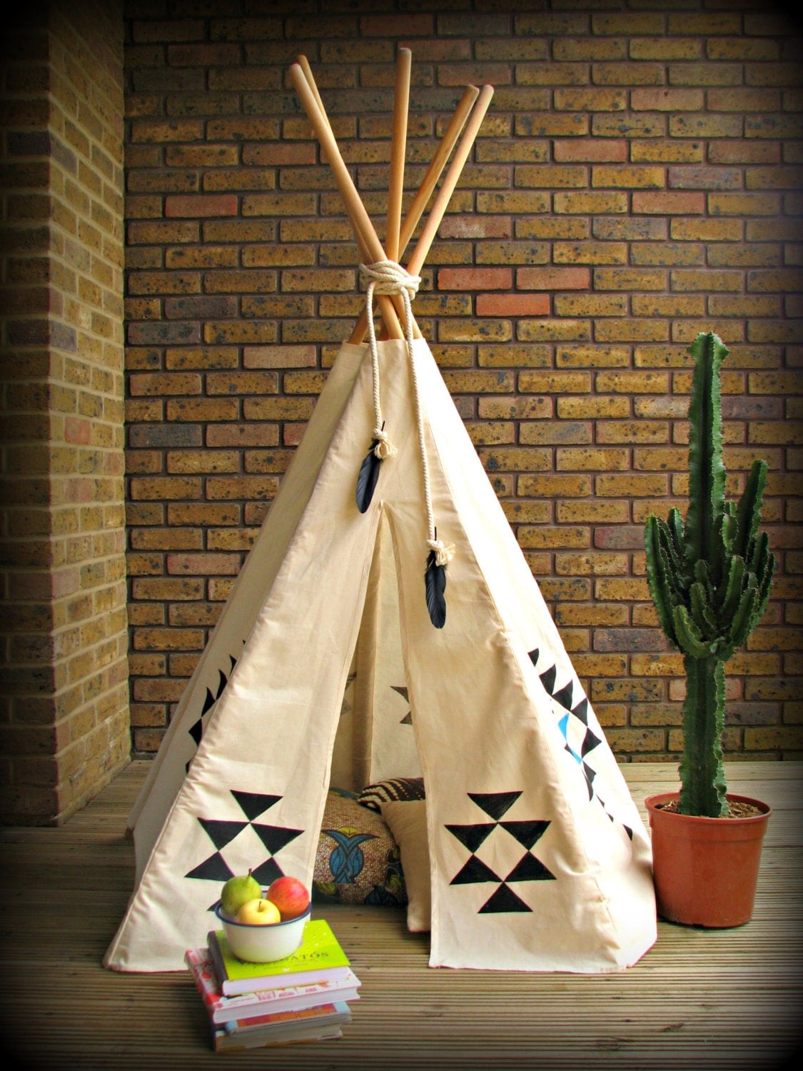 Teepee tent playtent handprinted natural cotton fabric